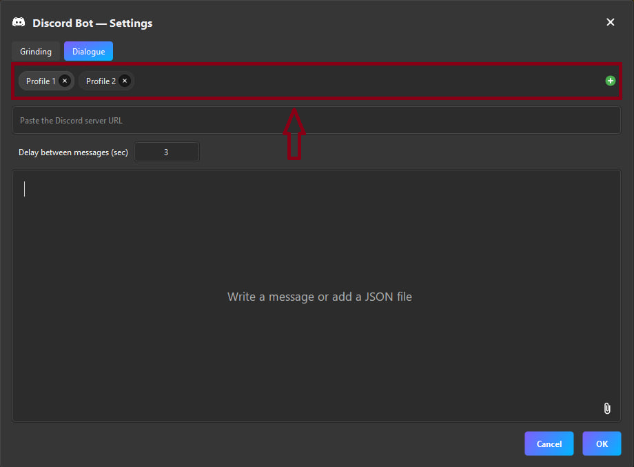 Discord bot settings window